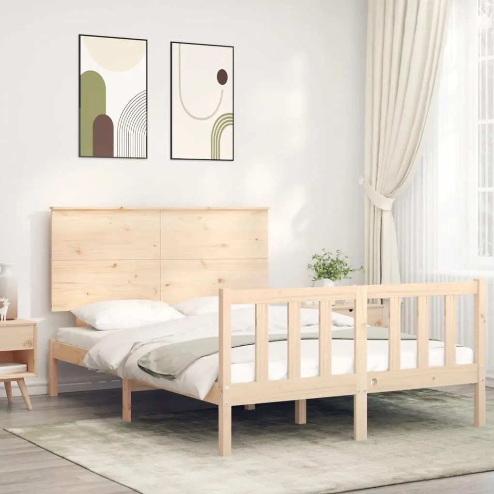 Cama sem colchão 140x200 cm madeira de pinho maciça