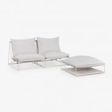 Sofá Modular De Jardim De 2 Peças E Puff Conversível Amaro Gardénia Branco - Sklum