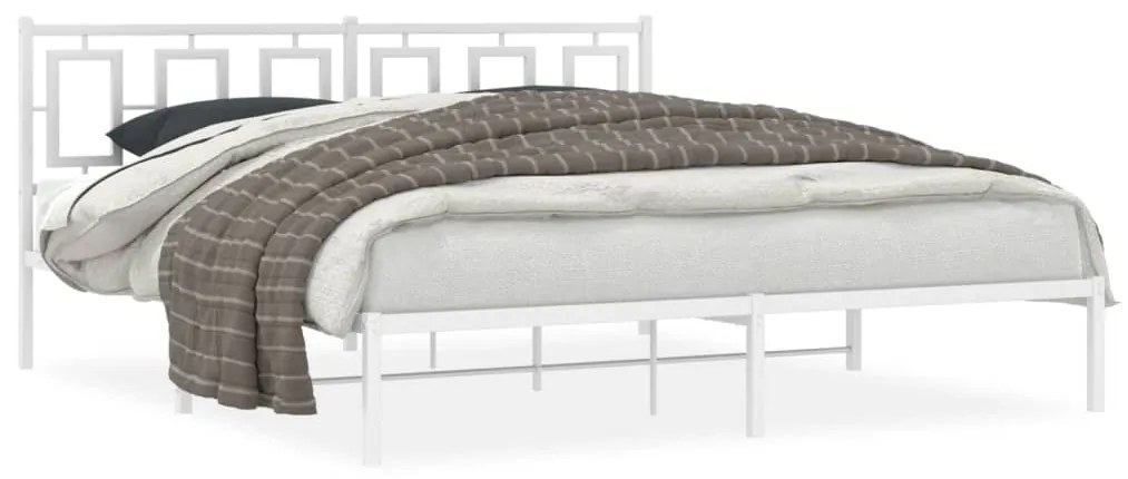 vidaXL Estrutura de cama com cabeceira 183x213 cm metal branco