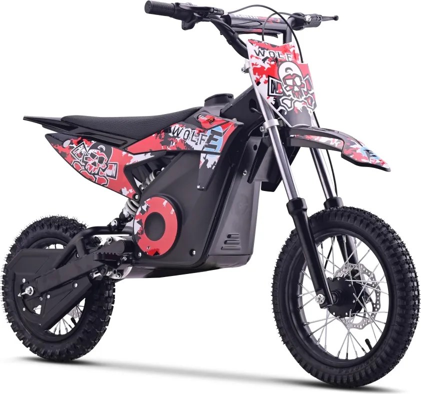 Mota Elétrica Infantil WOLF-E 1000W 36V com Bateria de Lítio, 3 Velocidades e Travões de Disco – Vermelha