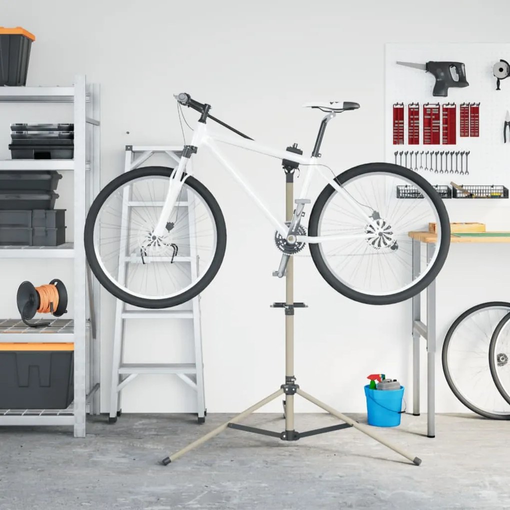 Suporte p/ reparar bicicletas ajustável 120-165 cm alumínio