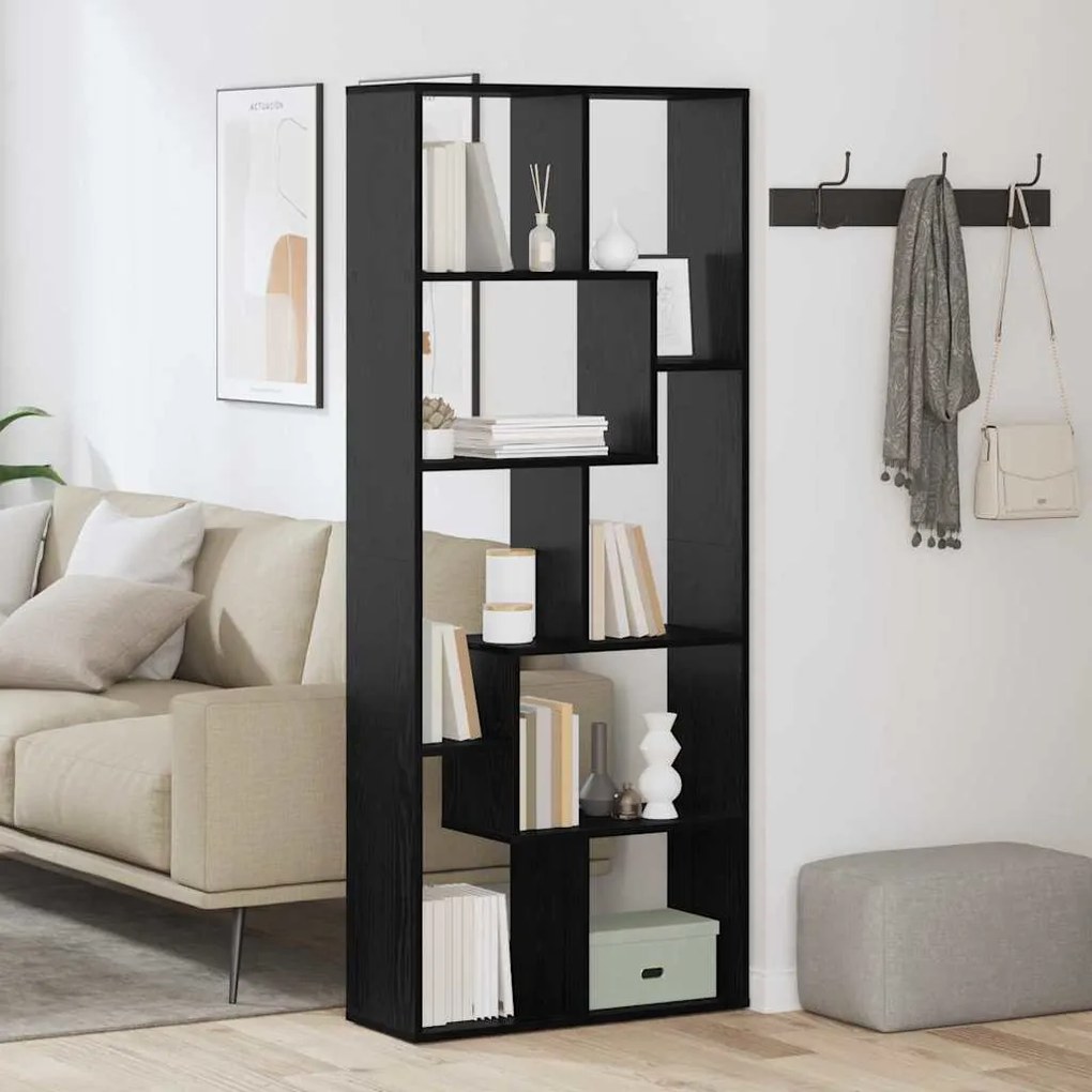 vidaXL Estante Divisória Carvalho Preto 67x25x161.5 cm Madeira Engenheirada