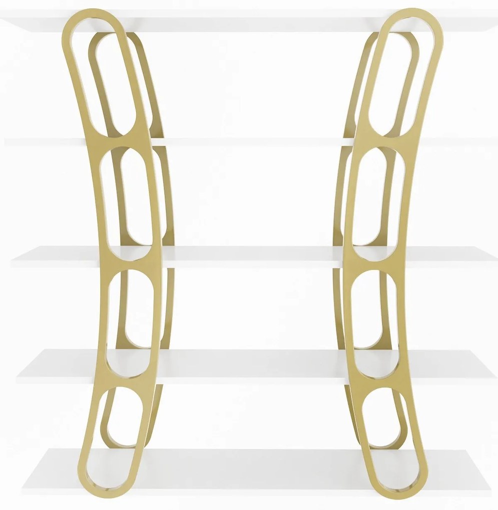 Estante Adar – Branco e Dourado – 120x120x25 cm