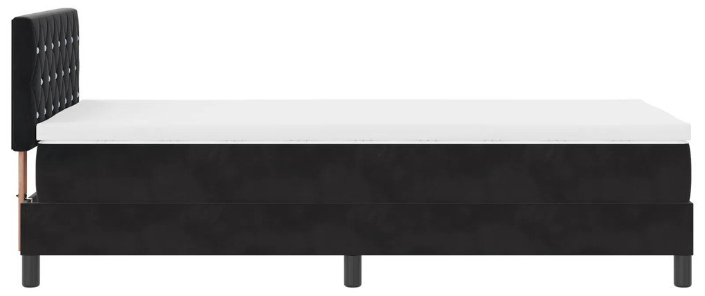 Cama Box Spring com Colchão Preta Solteiro Veludo