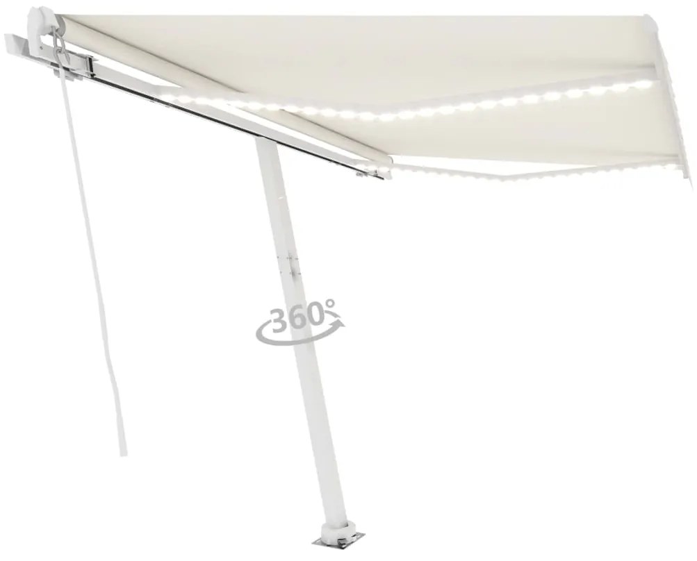 Toldo retrátil manual com LED 350x250 cm cor creme