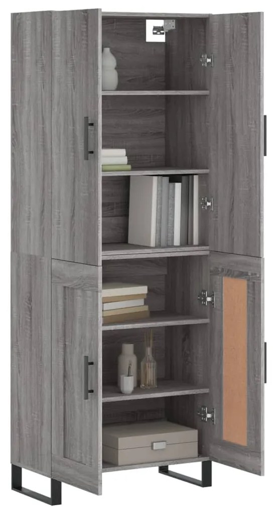 Armário alto 69,5x34x180 cm derivados de madeira sonoma cinza