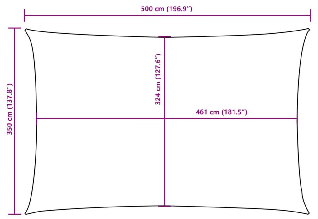 Para-sol estilo vela tecido oxford retangular 3,5x5 m bege