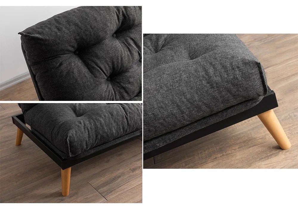 Sofá-cama de 3 Lugares Saki – Cinzento Escuro – 185x92x82 cm