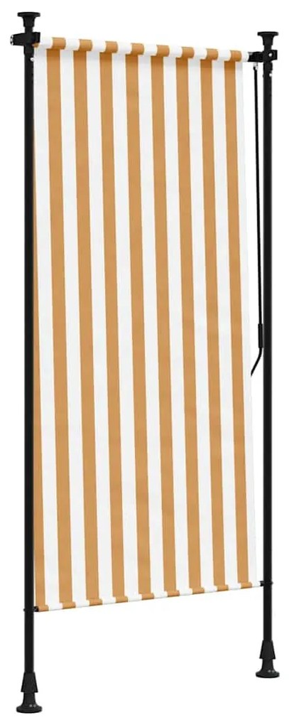 Estore de rolo exterior 120x270 cm tecido/aço laranja e branco