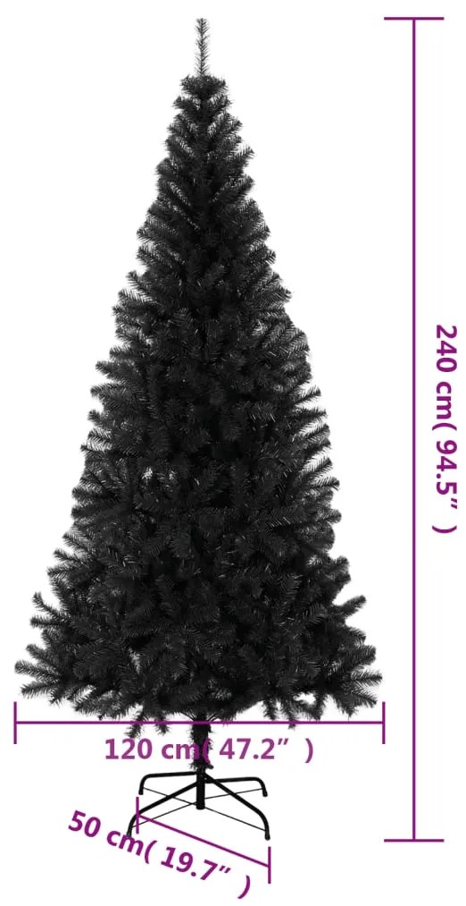 Árvore de Natal artificial com suporte 240 cm PVC preto