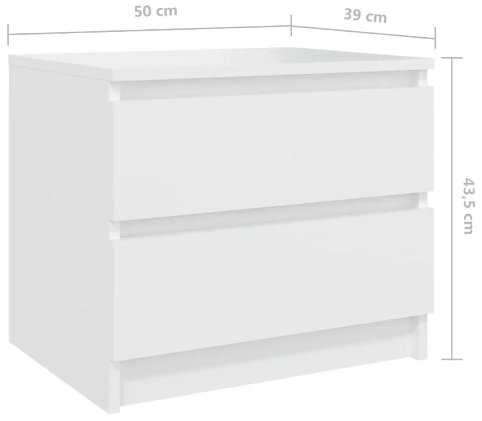 Mesas de cabeceira 2 pcs 50x39x43,5 cm contraplacado branco