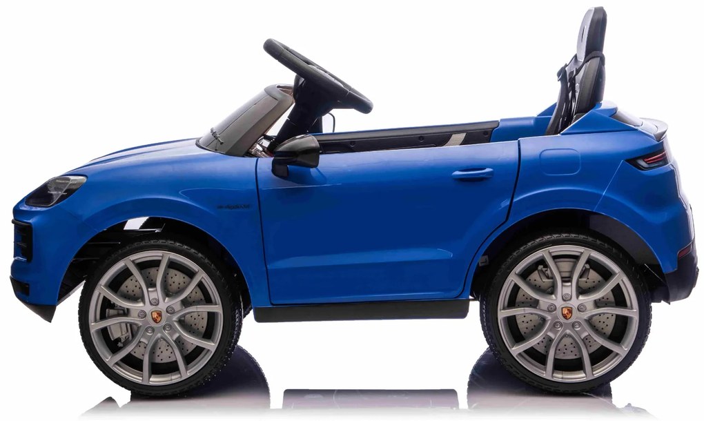 Carro elétrico para crianças Porsche Cayenne 12V com tração traseira – Licença oficial, bateria de lítio, comando remoto 2,4 GHz, leitor MP3, luzes LE