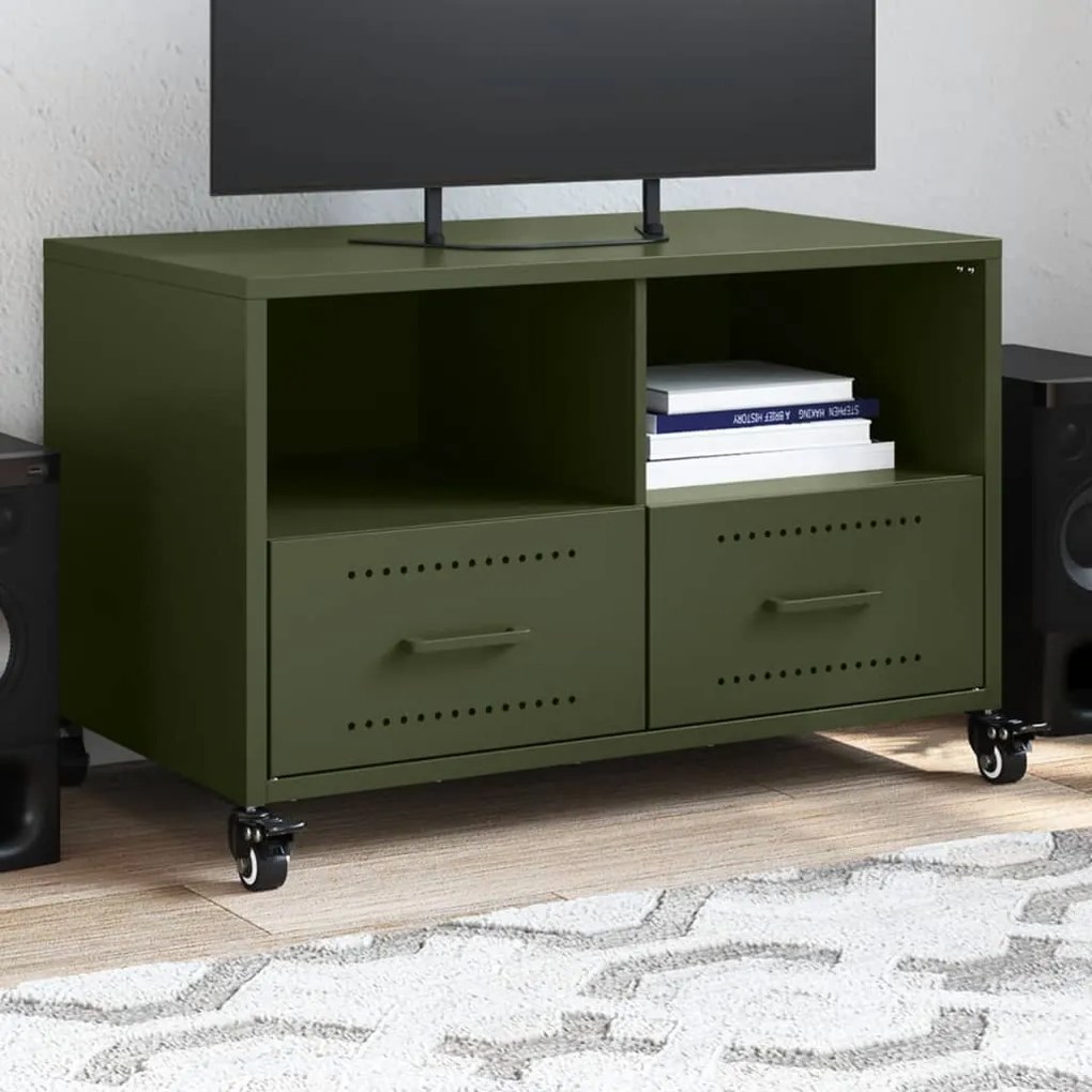 Móvel de TV 68x39x43,5 cm aço verde azeitona
