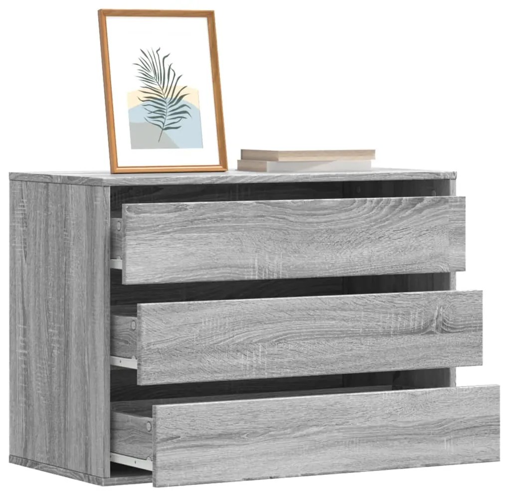 Cómoda com 3 Gavetas - 80x41x58 cm - derivados de madeira - cinzento s