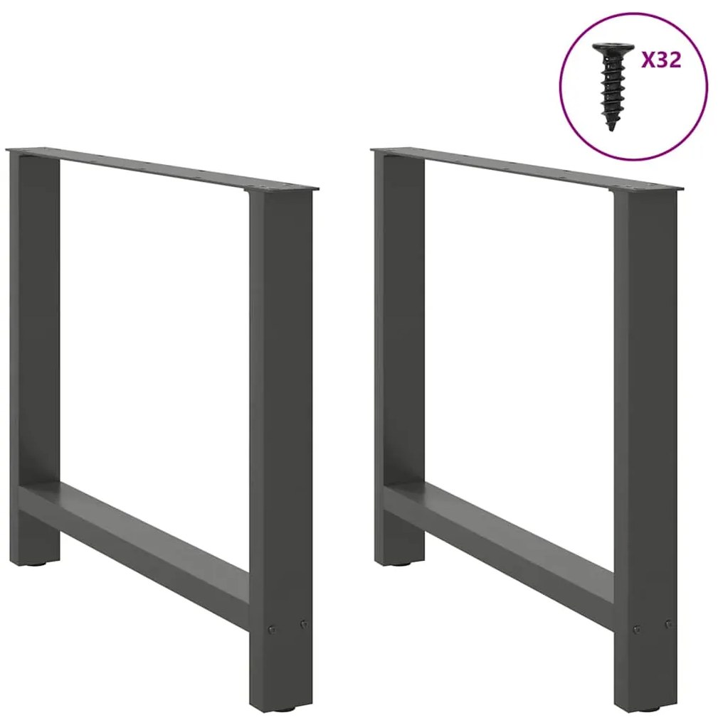 Pés para mesa de jantar antracite 2 peças 100x(72-73) cm aço