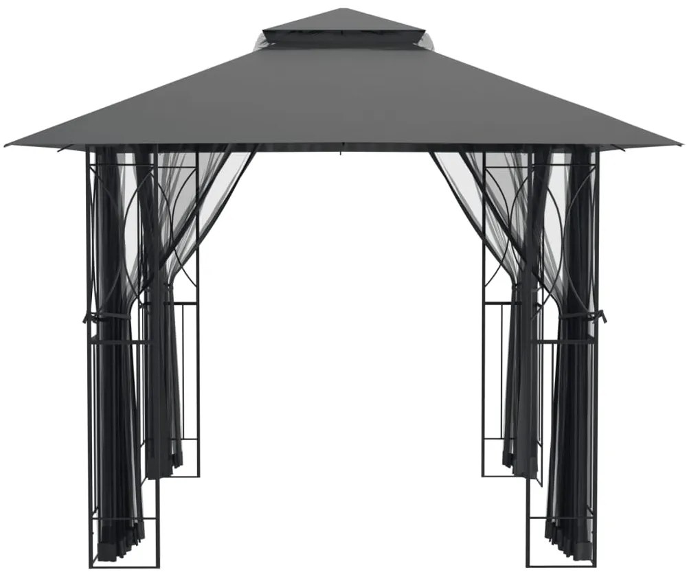 Gazebo com paredes laterais 300x300x270 cm aço antracite