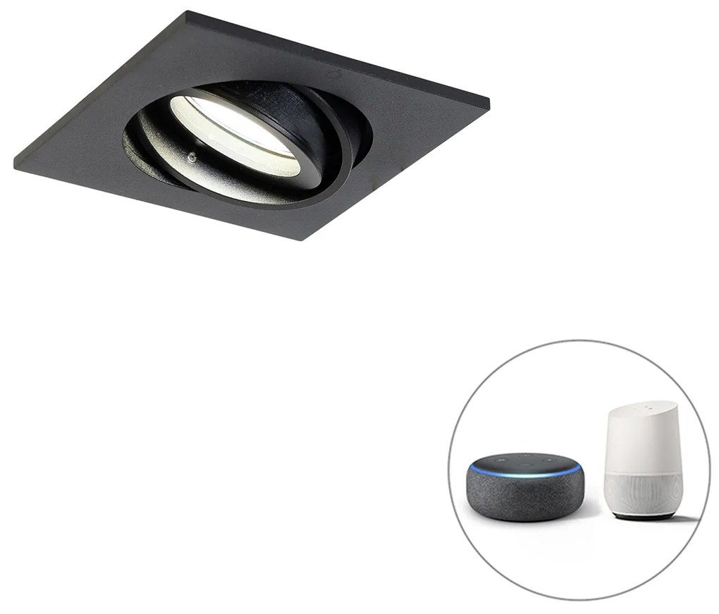 LED Foco embutido inteligente preto ajustável com Wi-Fi GU10 - Club Moderno