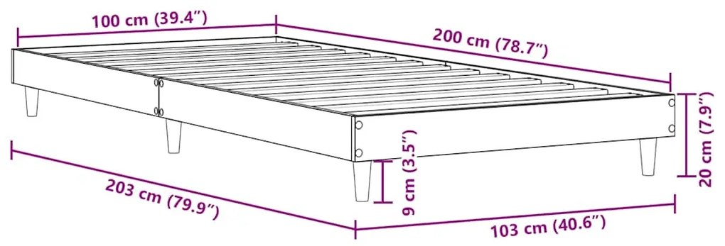 Estrutura cama s/ colchão derivados de madeira carvalho sonoma