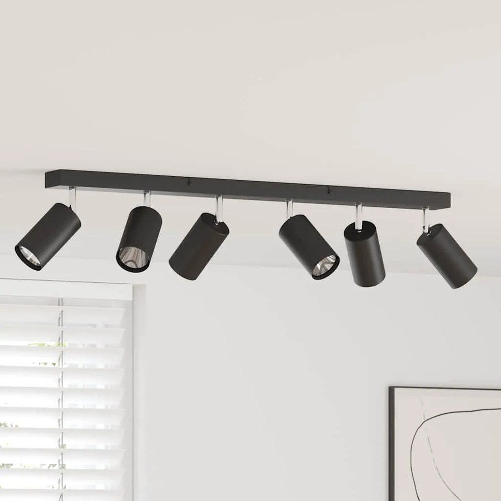 vidaXL Foco de teto com holofotes Preto 73 x 5,5 x 16,5 cm Metal