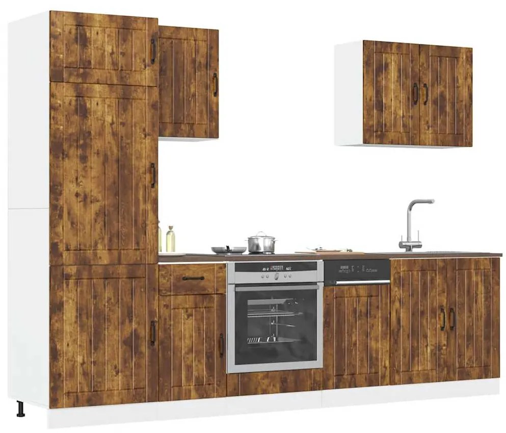 vidaXL 7 peças armário de cozinha conjunto Lucca carvalho fumado