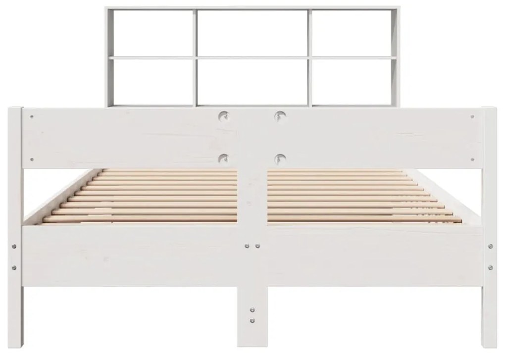 Cama com estante sem colchão 140x200 cm pinho maciço branco