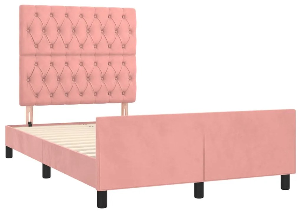Estrutura de cama com colchão 120x190 cm veludo rosa