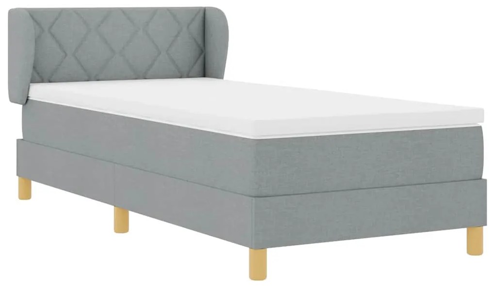 Cama Box com Colchão vidaXL Cinza Claro 100x200 cm Têxtil