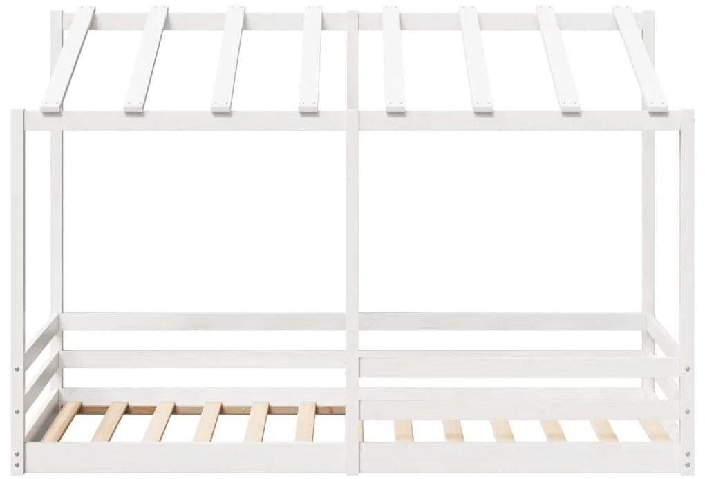 Cama infantil com telhado 90x200 cm pinho maciço branco