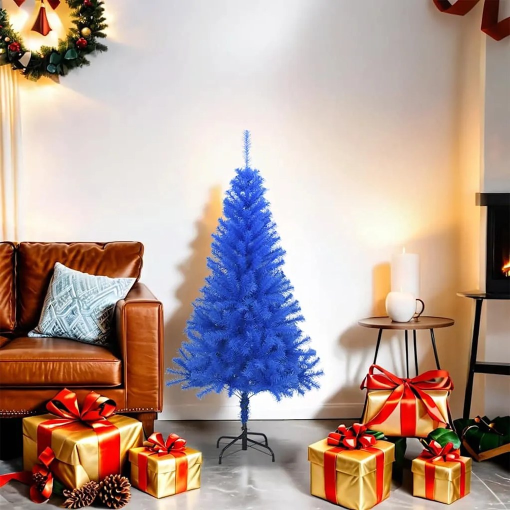 Árvore de Natal artificial com suporte 120 cm PVC azul