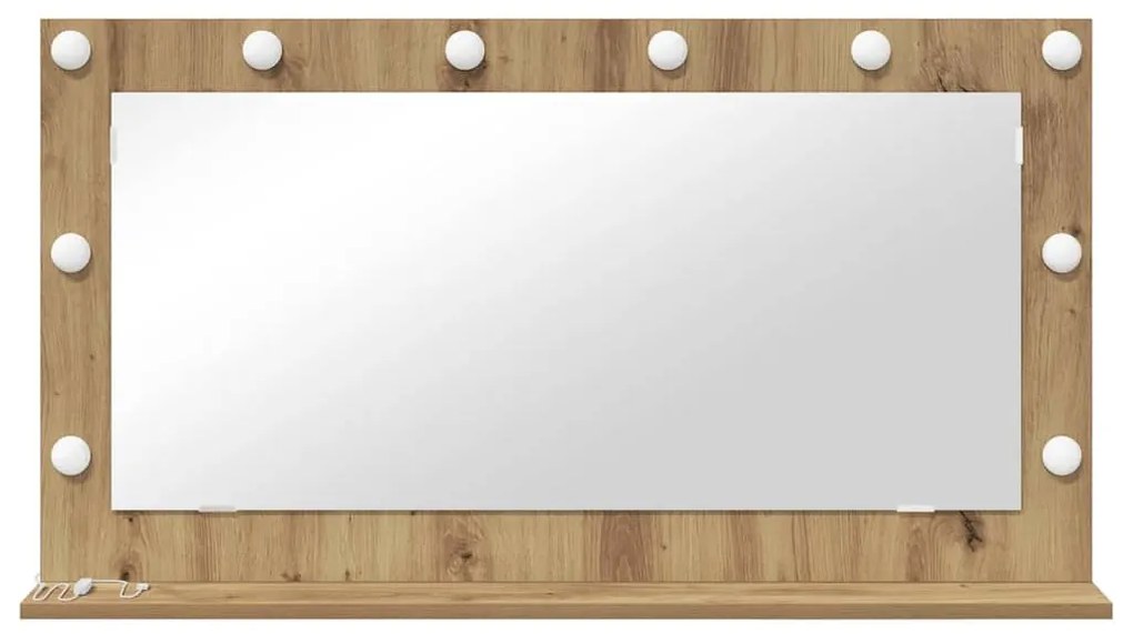 Espelho de Vanity Carvalho Artesanal Madeira e vidro 100 x 55 cm