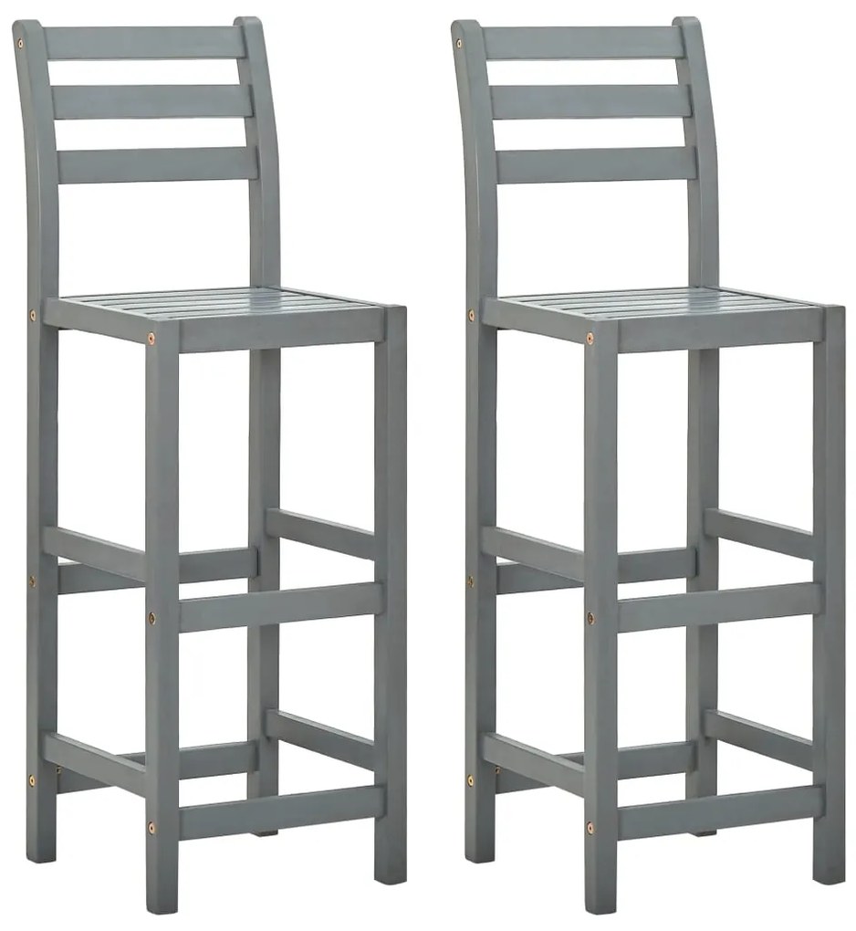 vidaXL Bancos de bar 2 pcs madeira de acácia maciça cinzento