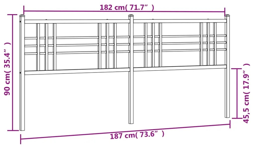 Cabeceira de cama 180 cm metal preto