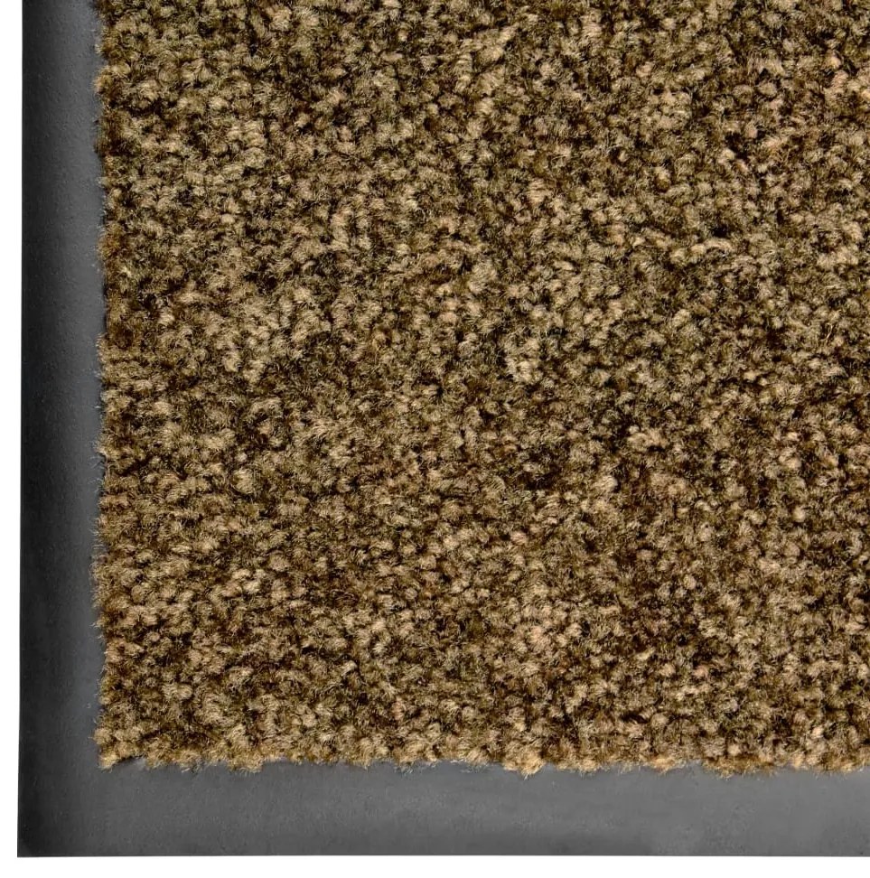 Tapete de porta lavável 90x150 cm castanho