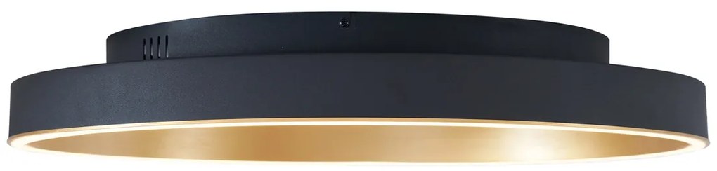 Plafon de design preto com dourado 60cm incl. LED com interruptor de 3 níveis - Ingo Design