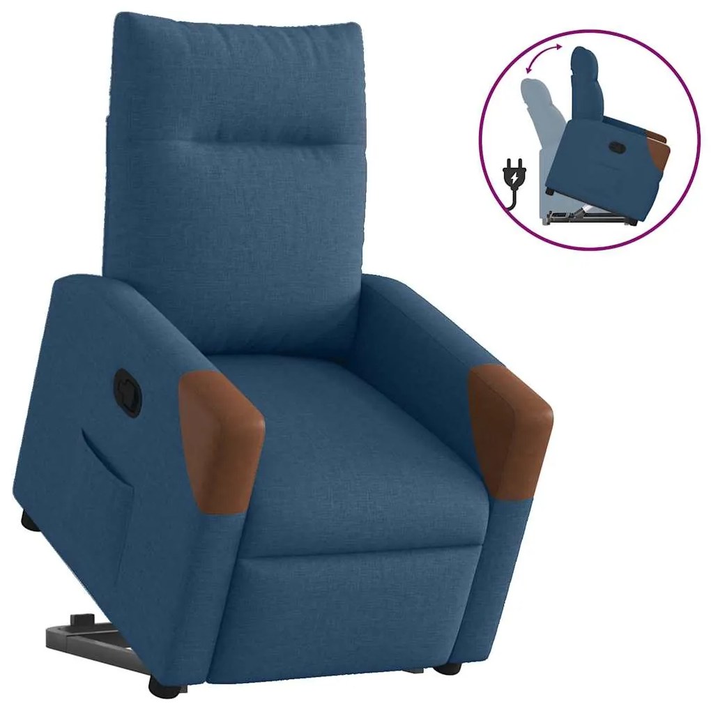 vidaXL Poltrona reclinável elevatória tecido azul