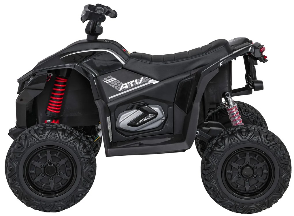 Moto 4 elétrica para crianças 12V 4x4 Fast Wheel, Controle remoto, Rodas Espuma EVA, assento couro ecológico Preta