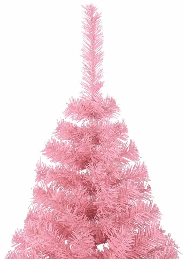 Meia árvore de Natal artificial com suporte 180 cm PVC rosa