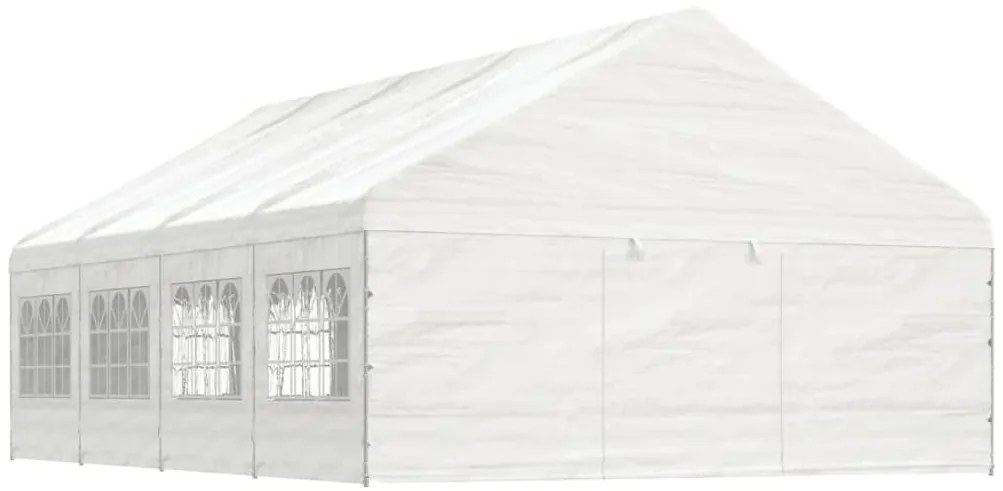 Gazebo com telhado 8,92x5,88x3,75 m polietileno branco