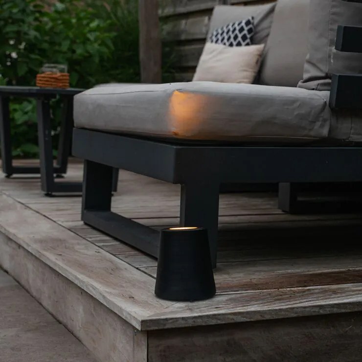 Foco de jardim moderno preto redondo IP65 - Lennard