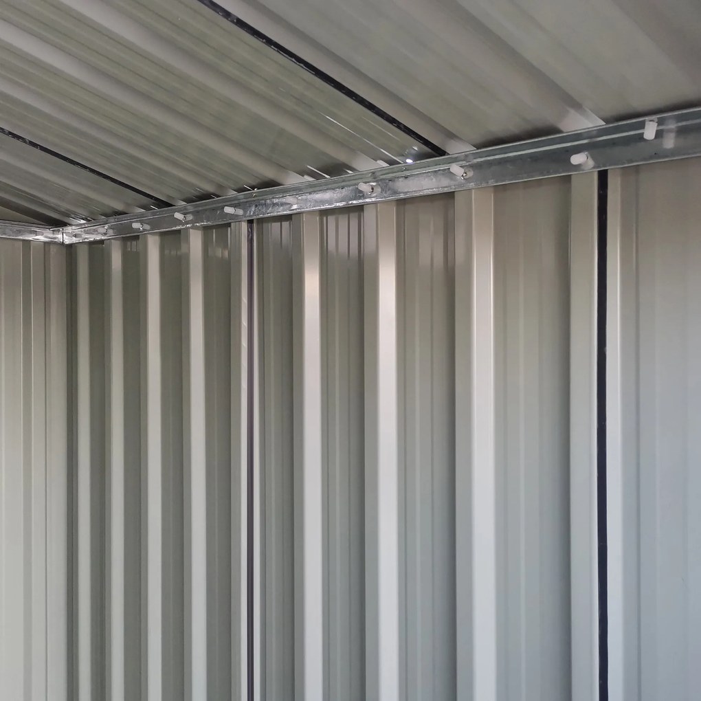Abrigo de Jardim de 2m² 152x132x188cm Abrigo de Exterior de Aço Galvanizado com Porta Corredeira e Ventilações para Armazenamento de Ferramentas Cinza