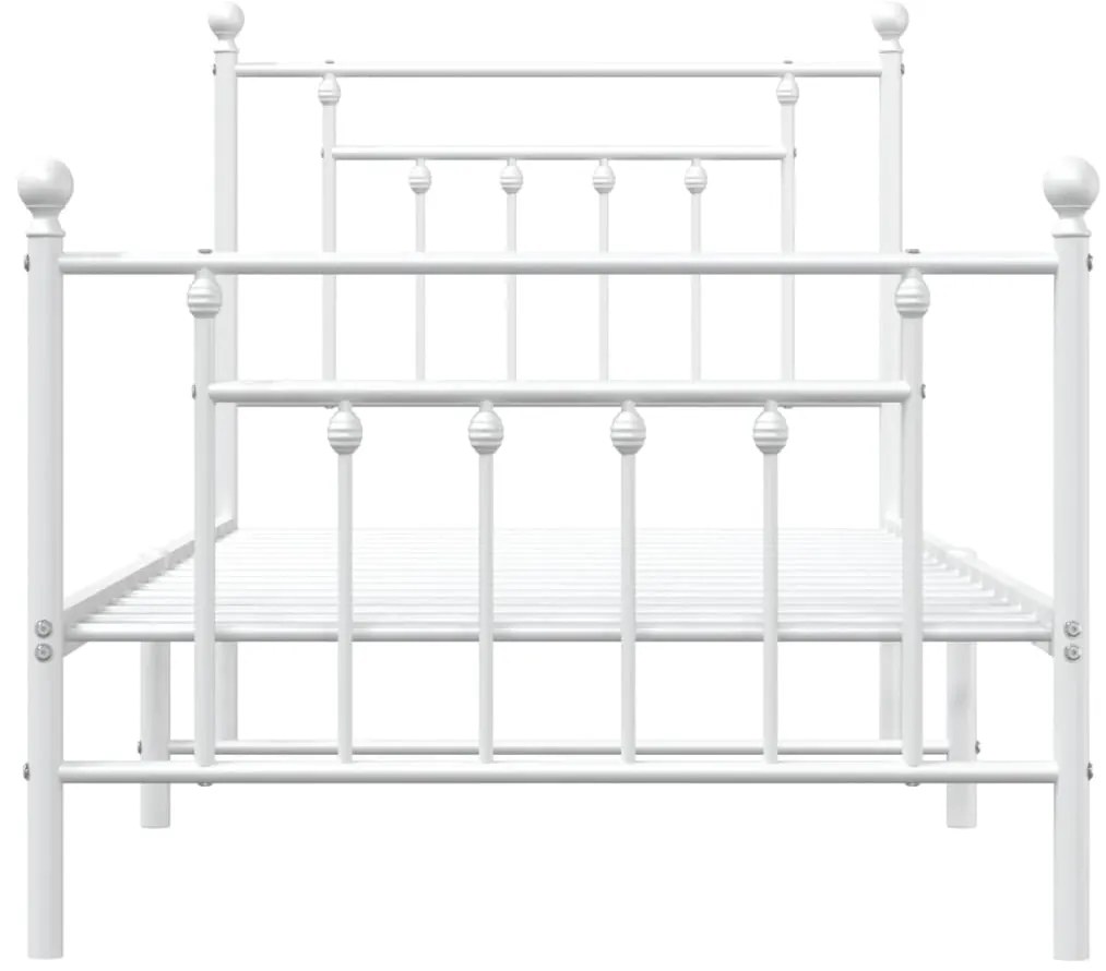 Estrutura de cama com cabeceira e pés 90x190 cm metal branco