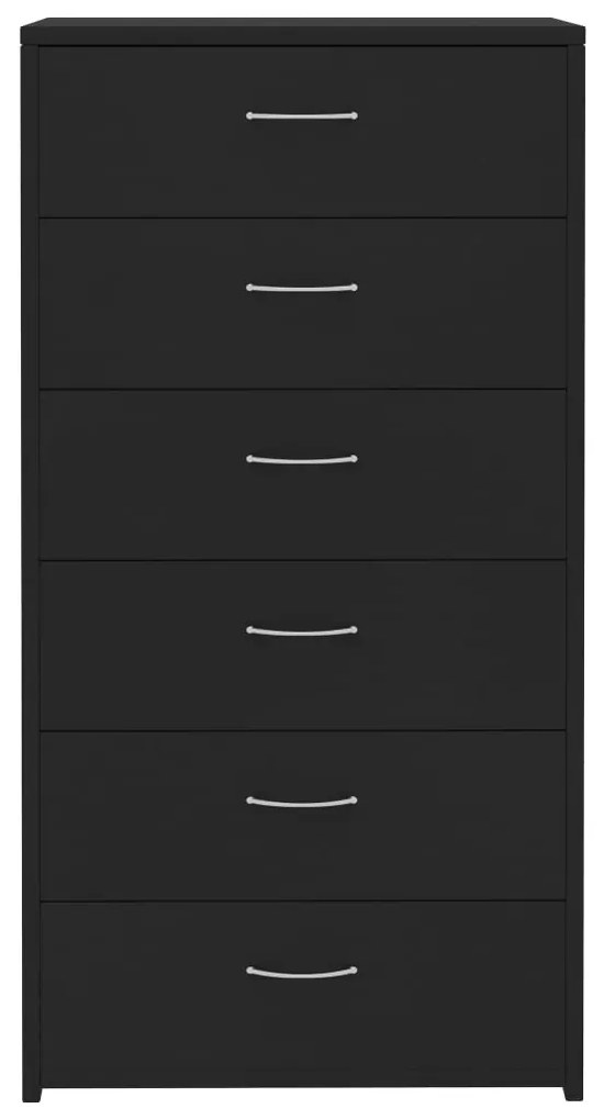 Aparador com 6 gavetas 50x34x96 cm contraplacado preto