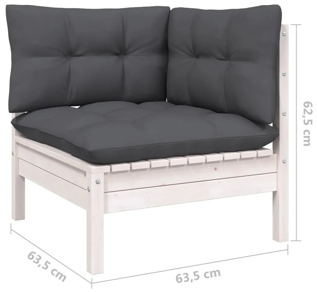 7 pcs conjunto lounge de jardim c/ almofadões pinho branco