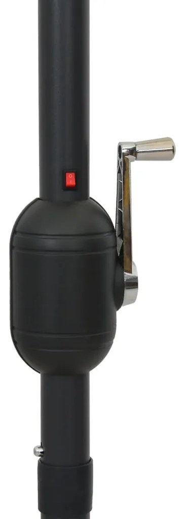 Guarda-sol de jardim c/ luzes LED/poste alumínio 300 cm preto
