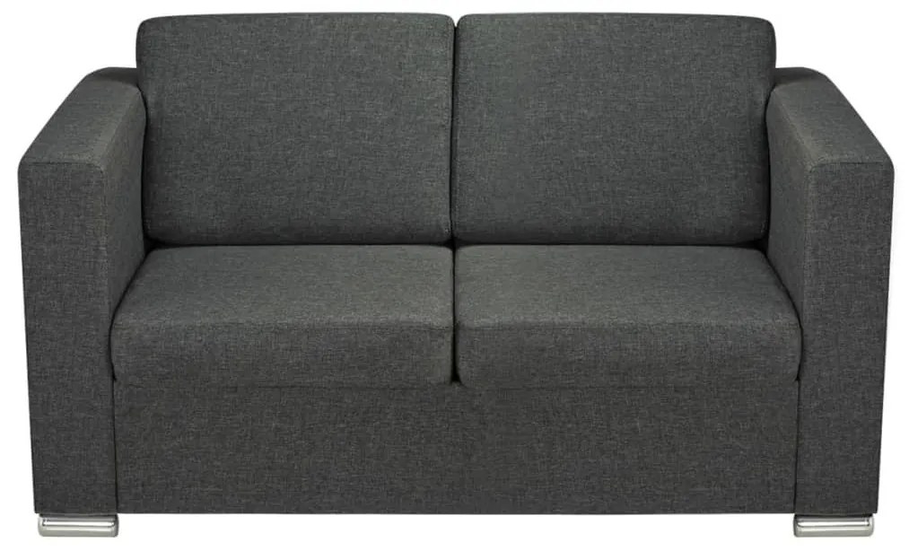 Conjunto de sofás, 2 pçs, tecido cinzento escuro