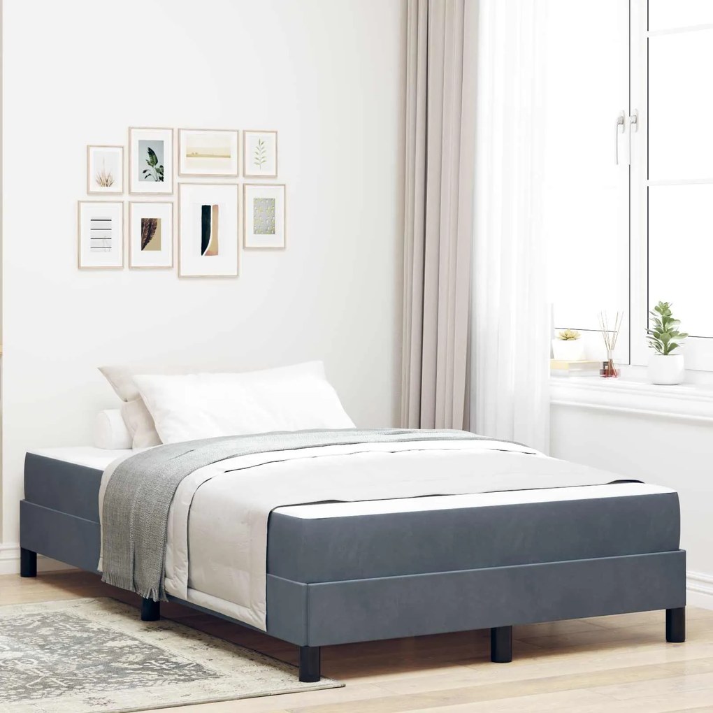 vidaXL Cama Box com colchão Cinza Escuro 120 x 200 cm tecido