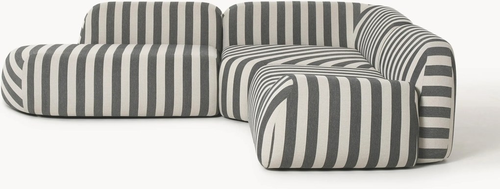 Sofá de canto modular às riscas com chaise longue Wolke (4 lugares)