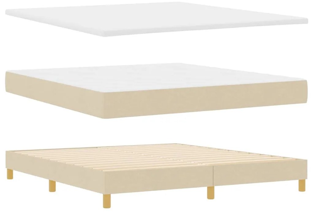 Cama Box Spring com Colchão em Tecido Creme, 180x200 cm
