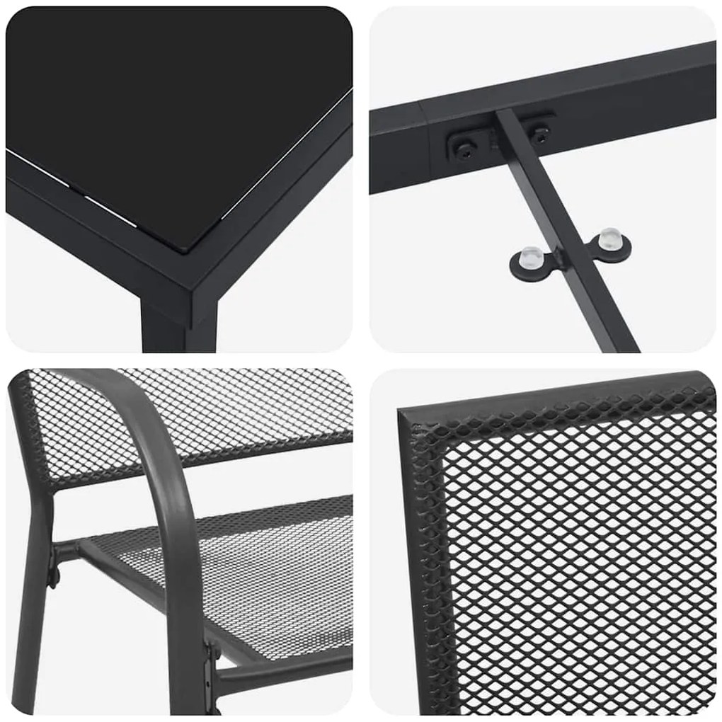 Conjunto de Jantar de Jardim com 5 Peças em Aço Antracite