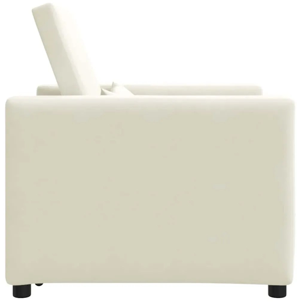 Sofá-Cama Conversível Creme em Veludo 3 em 1